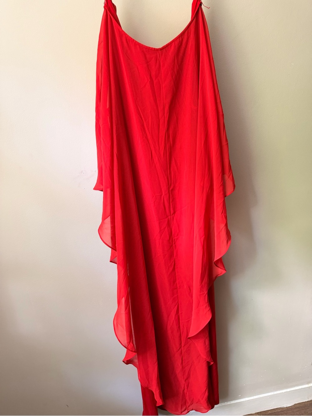 Bright Red Ruffle Cascade Maxi Dress - Picture 4 of 4